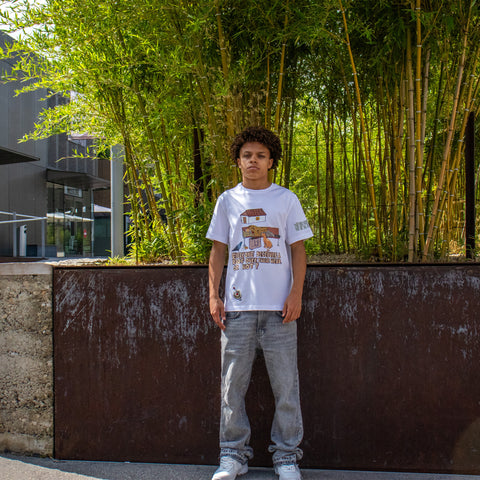 Unisex Heavy Cotton Streetwear Tee - White - Classic Fit - Graphic Design. Homeless T-shirts