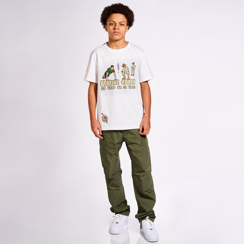 Classic Streetwear round neck white graphic cotton t-shirt Marine Corps T-shirt