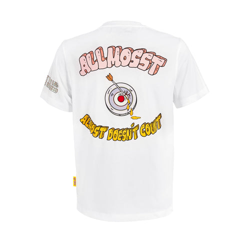 Round neck graphic cotton t-shirt in white Pay My Rent T-shirt
