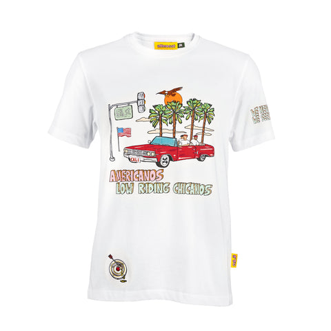 Graphic white cotton tee with bold print