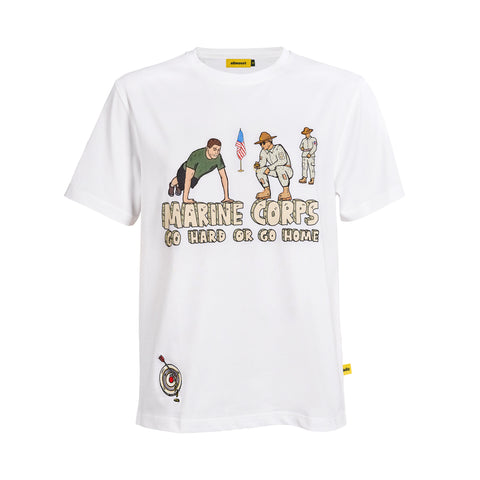 Modern white T-shirt with urban graphic