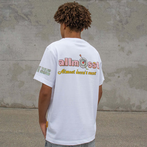 Allmosst  Americanos Graphic Custom T-shirt White Model Back view 