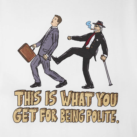 Allmosst polite graphic design on a white background 