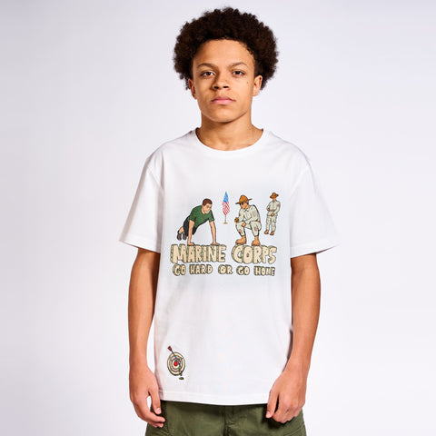 Modern white T-shirt with urban graphic Marine Corps T-shirt