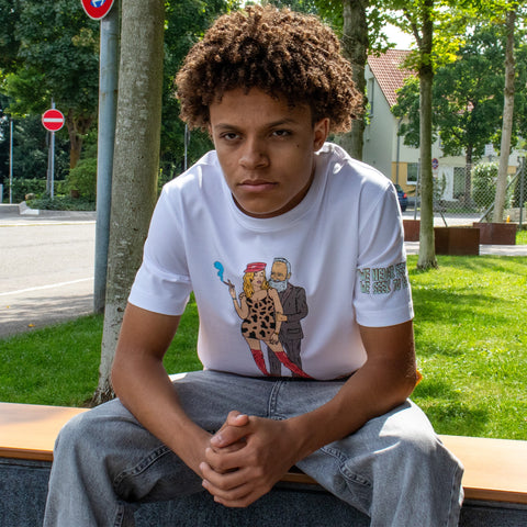 White cotton streetwear  Pay My Rent T-shirt