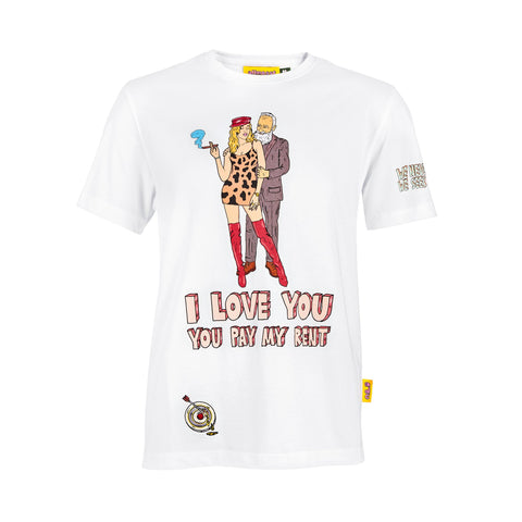 White cotton streetwear  Pay My Rent T-shirt